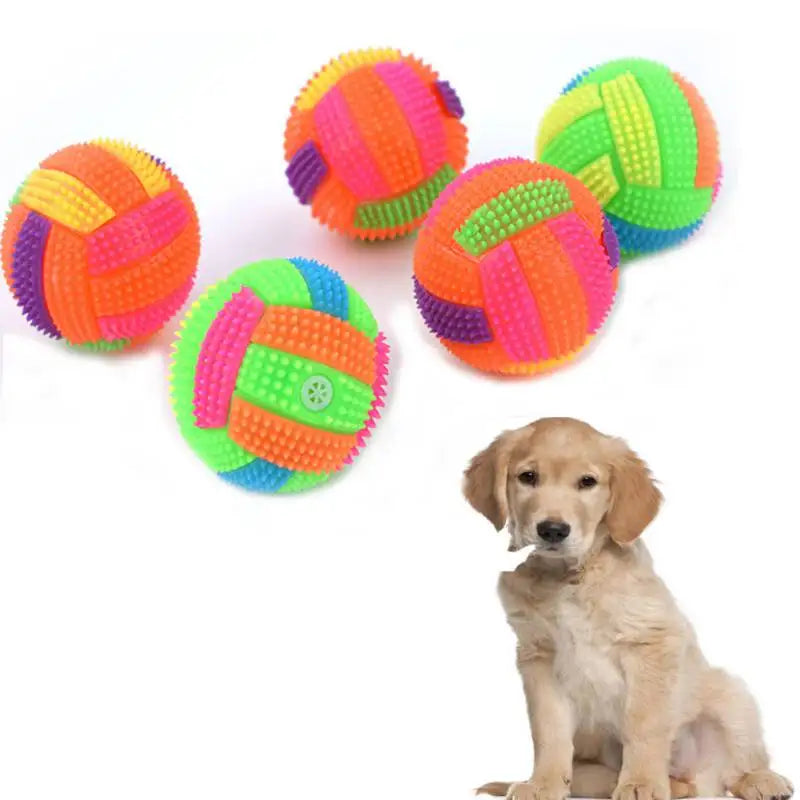 1Pcs Luminous Ball Dog Toy Soft Rubber Pet Dog Chewing Elastic Ball Toy Led Ball Puppy Small Large Dog Squeaky Interactive Toy