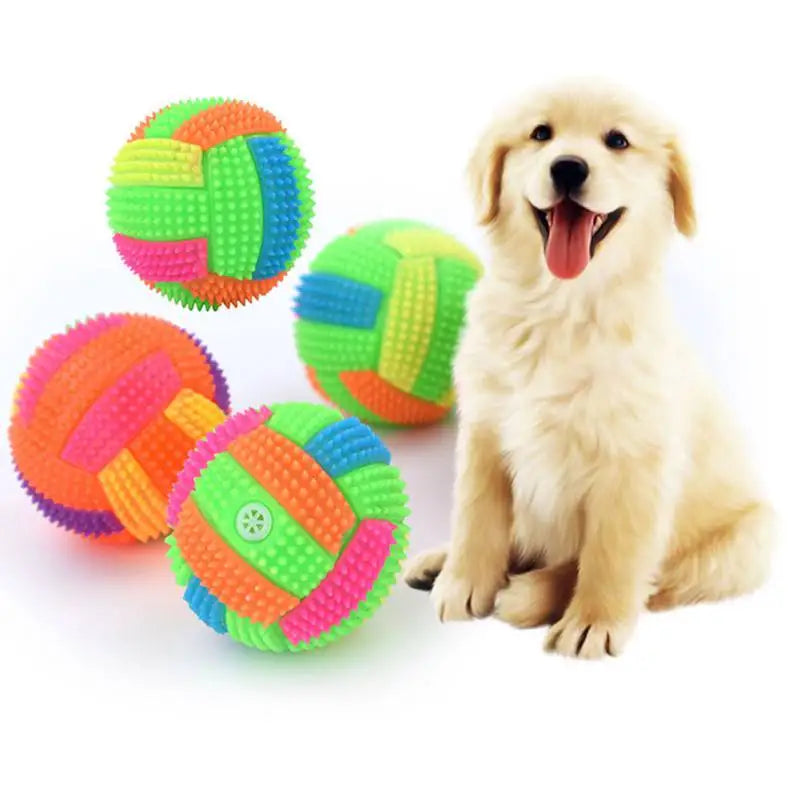 1Pcs Luminous Ball Dog Toy Soft Rubber Pet Dog Chewing Elastic Ball Toy Led Ball Puppy Small Large Dog Squeaky Interactive Toy